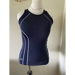 Athleta Finish Fast Line Tank Top In Blue Size XS Seamless Fitted